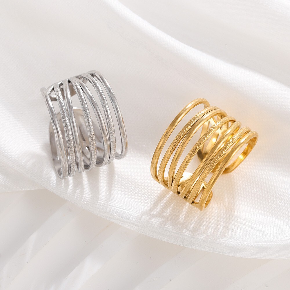 Open Ring for Women, Unique Ins Style Line Cross Couple Ring, Exclusive