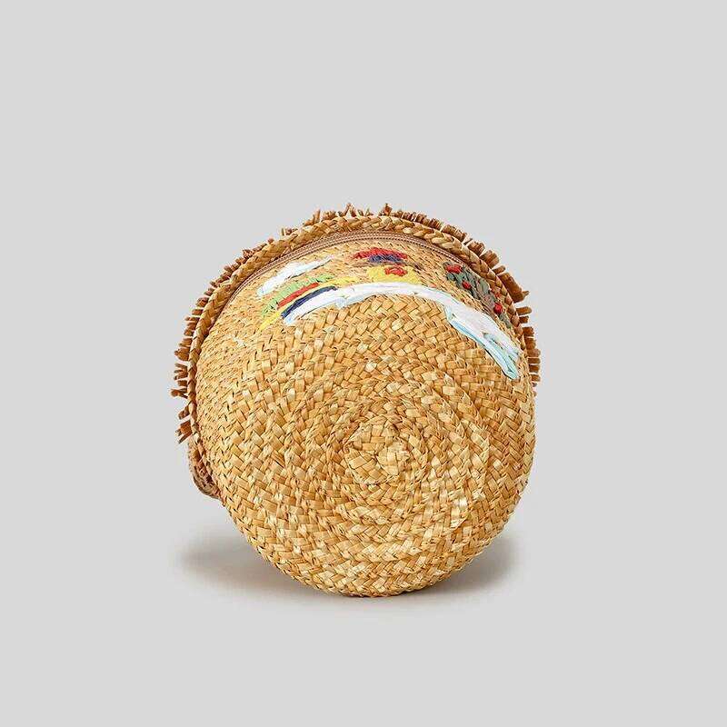 Straw Woven Handbags Cute Cartoon Women S Thatched Cottage Scarecrow Handmade Shoulder Bag Beach Versatile Niche Design