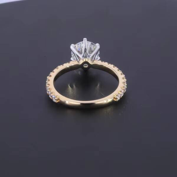 14k Yellow and White Gold Moissanite Rings Dropshipping 8mm Moissanite and Side Lab Grown Diamond Ring