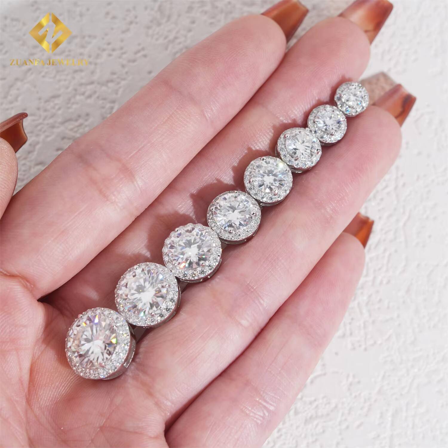 Pass Diamond Tester 4mm-10mm Halo Iced Out Moissanite Earrings 925 Sterling Silver VVS Moissanite Hip Hop Stud Earrings