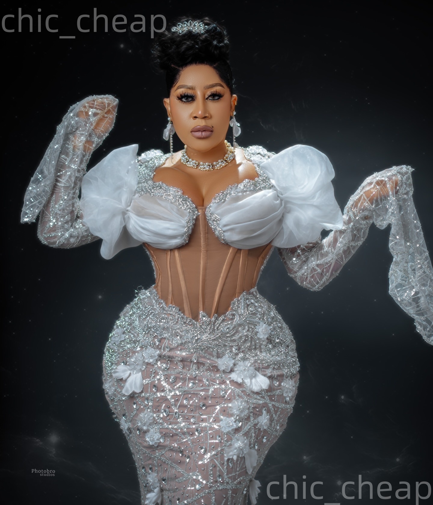 Aso Ebi Ivory Mermaid Prom Dresses 2026 Illusion Crystals Flowers Evening Formal Party Second Birthday Engagement Gowns Plus Size Dress For Special Oc