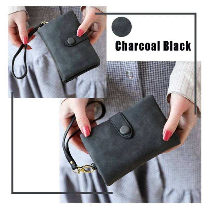 Chic Tri-fold Women Short Wallet Korean Style Buckle Multi-slot Purse Carteras Para Mujer Z260130