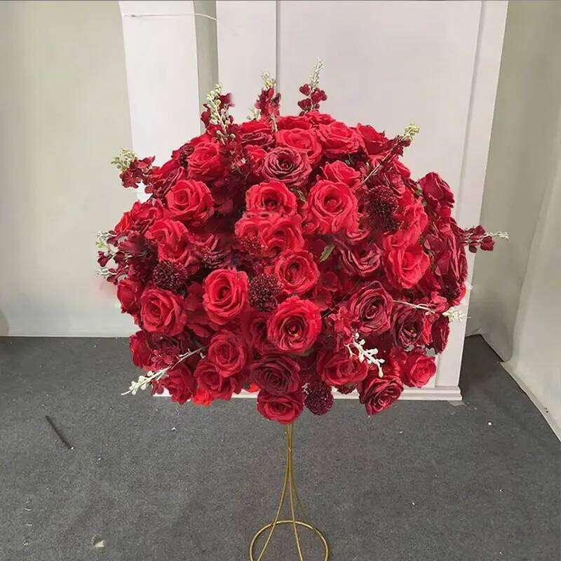 Red/white Rose Greenery Table Runners Wedding Arch Decor Artificial Flower Row Arrangement Party Event Backdrop Layout Y260130