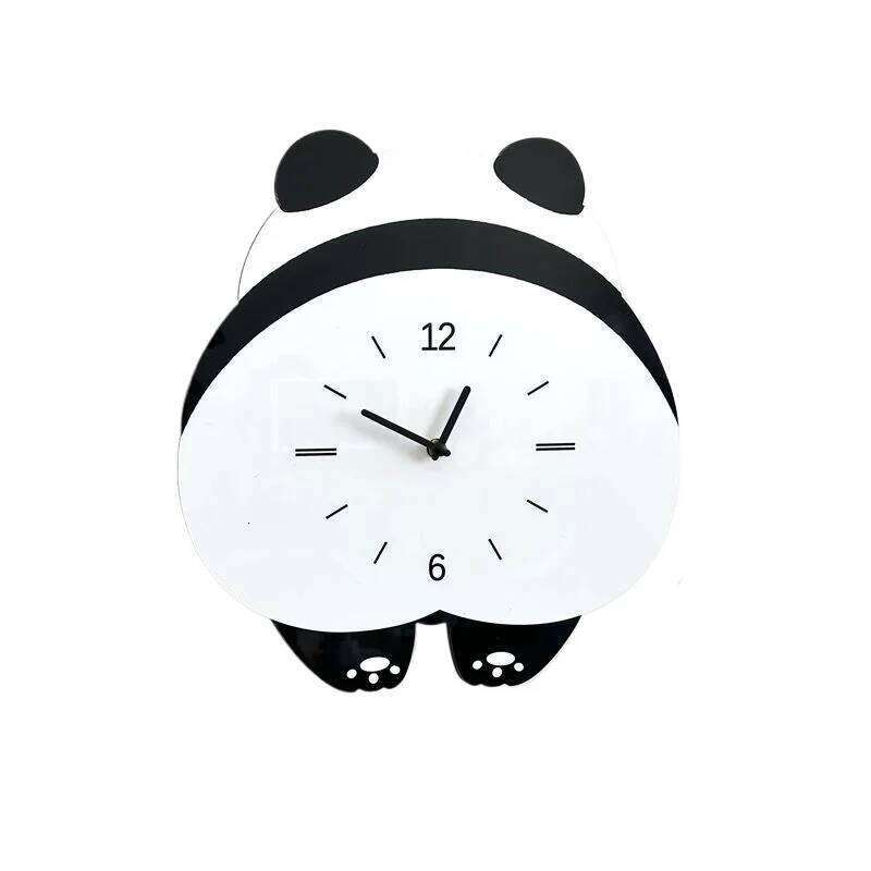 Panda Swing Creative Cartoon Wall Simple and Modern Living Room, New Home Wall-mounted Clock, Silent Dining Room Clock W260130