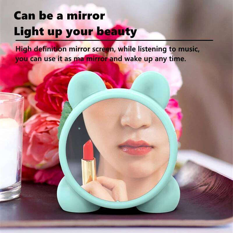 Bluetooth Mirror Table Cute Cat Digital Alarm For Kids Bedside Clock Children'S Sleep Led Clocks W260130