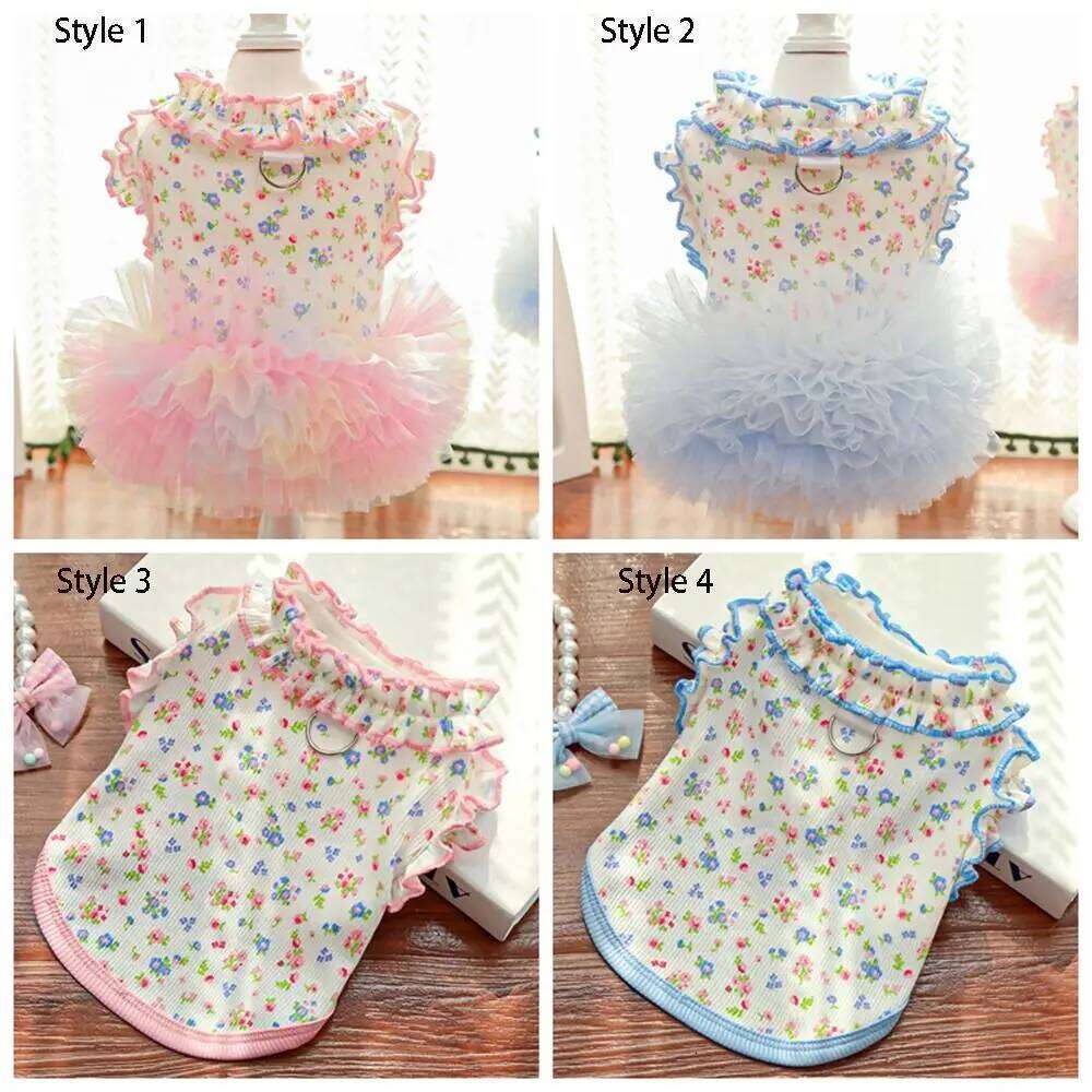 Fashion Cute Puppy Floral Vest Soft Breathable Cat Cake Skirt Thin Design Pet Summer Clothes For Dogs and Cats H260130