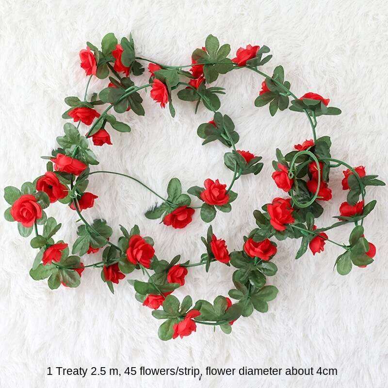 45 Head Artificial Rose Plastic Fake Green Leafy Plant Vines Wedding Home Decoration Flower W260130