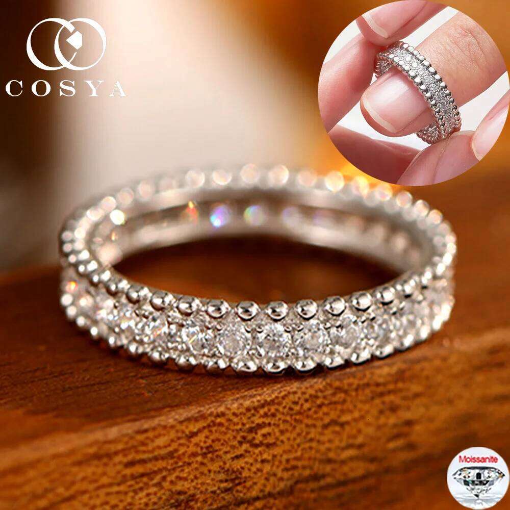 COSYA 1.2cttw Real Full Moissanite D Color VVS1 Lab Diamond Band S925 Silver For Women Bridal Ring Wedding Fine Jewelry XJ260130