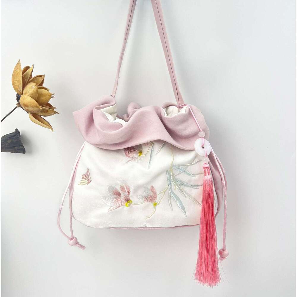 Hot-Selling Embroidered Handmade Handbag Crossbody Large Capacity Hanfu Cheongsam Shiny Satin Women's Bag MASA