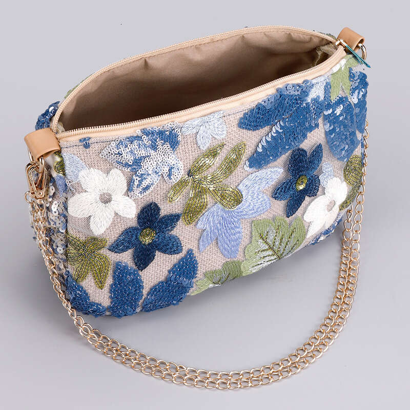 New Sequin Embroidery Floral Chain Shoulder Elegant Spring Summer Fashion Trendy Women's Crossbody Bag handbag