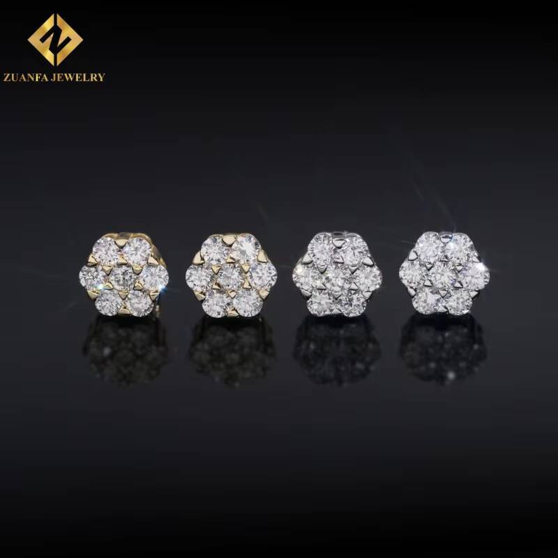 Hot Sale Classic Diamond Earrings for Women Solid Gold Hip Hop Style VVS 6mm 65mm 95mm 10mm 105mm Men Past Diamond Test GRA