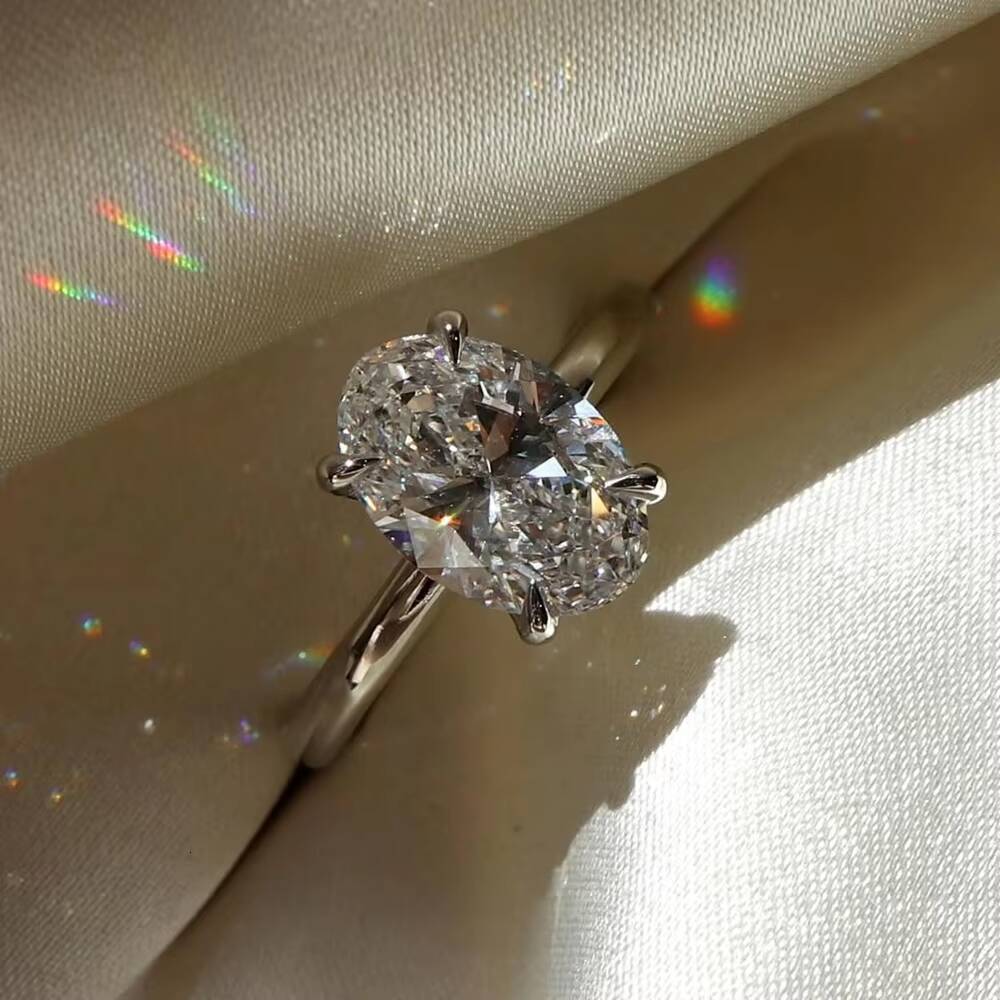 Wholesale GRA Certified Oval Cut D VVS1 Moissanite Ring 14k 18k Solid Gold Engagement Wedding Solitaire Rings for Women