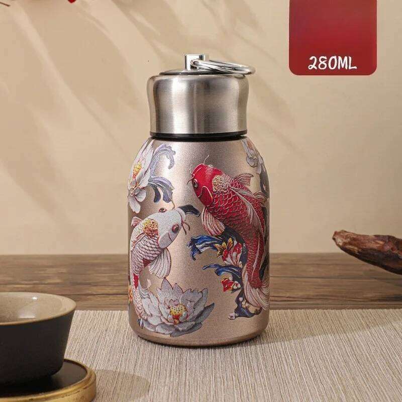 300ml Retro Chinese Style Golden Peacock Insulated Portable Creative High Beauty Water 316 Stainless Steel Cup