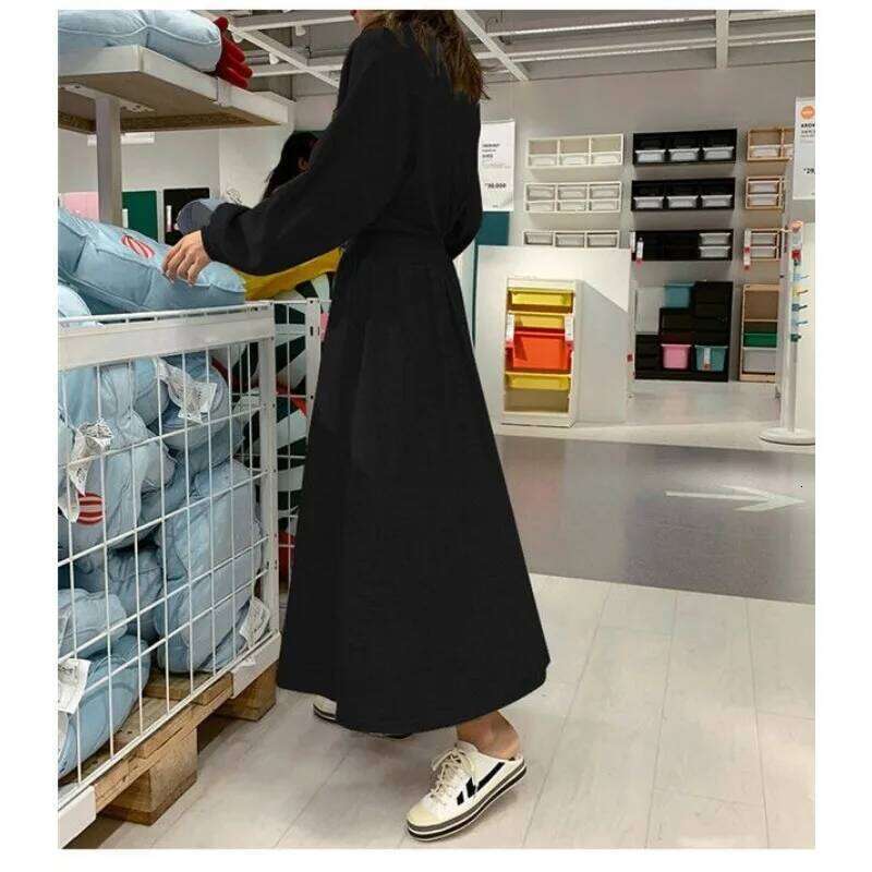 Spring and Autumn New Korean Style Long-sleeved Waist-cinched Sweatshirt Dress XJ260130