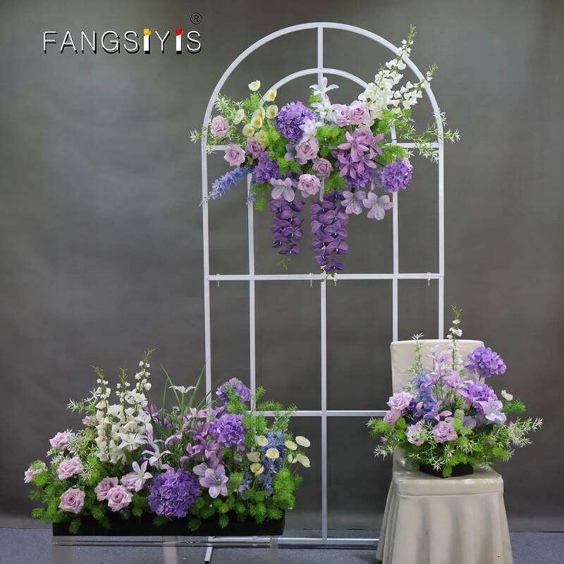 Blue Purple Rose Artificial Wedding Decoration Simulation Flower Scene Arrangement T Stage Road Lead Floral Row prop W260130