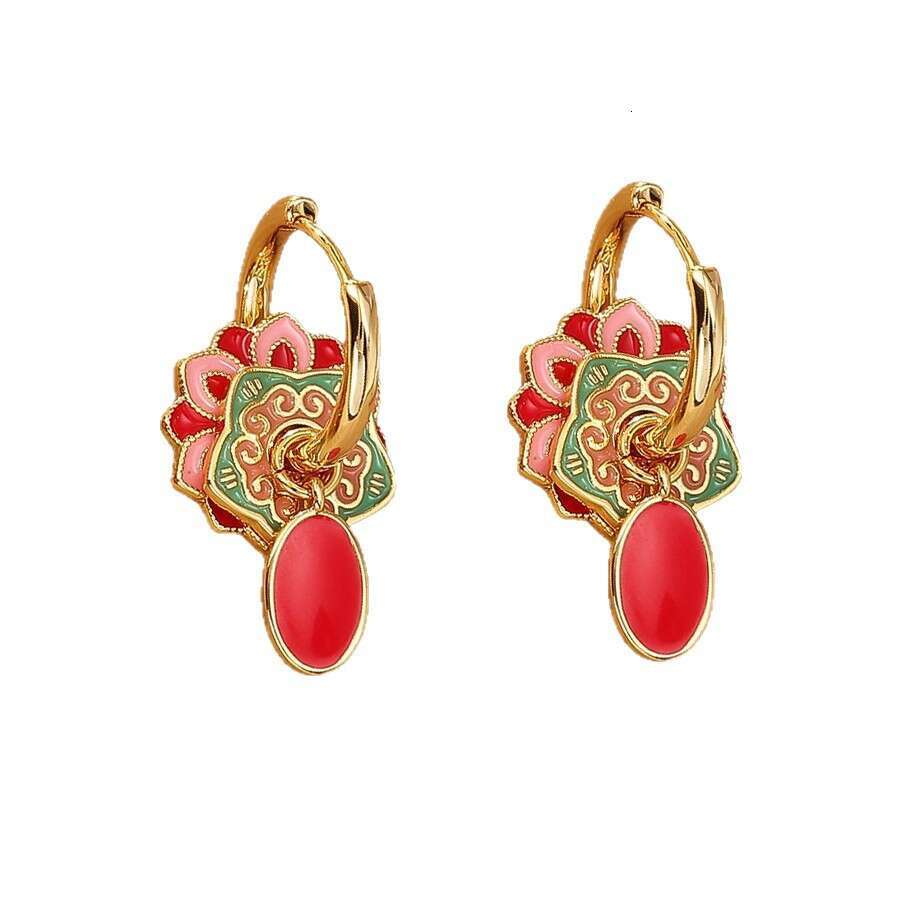 New Ethnic Oil Drop Vintage Style High-end Elegant Temperament Hoop Earrings for Traditional Chinese Costumes