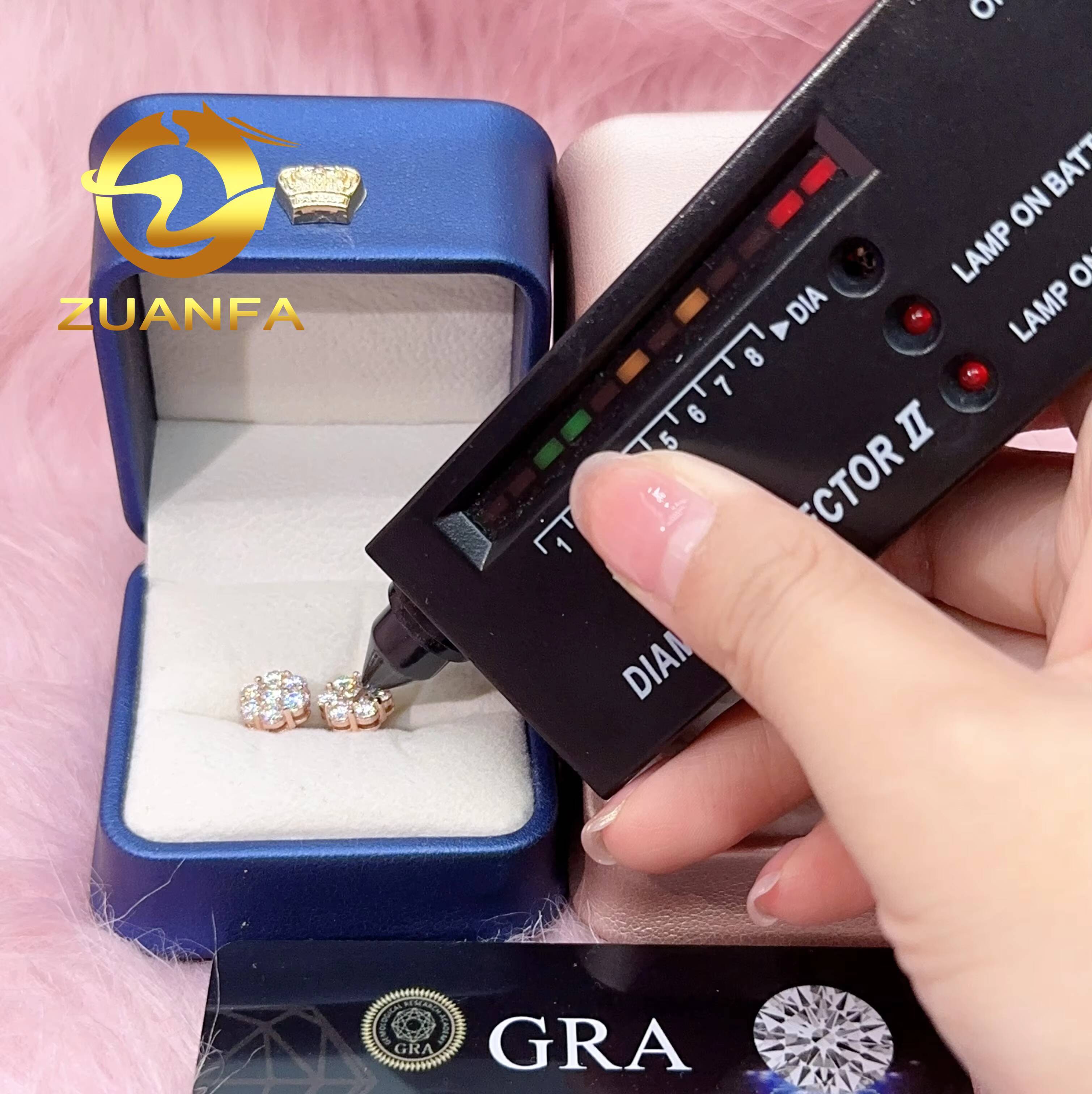 Gra Certificate Flower Cluster Moissanite Earrings 925 Sterling Silver Moissanite Stud Earrings for Men and Women