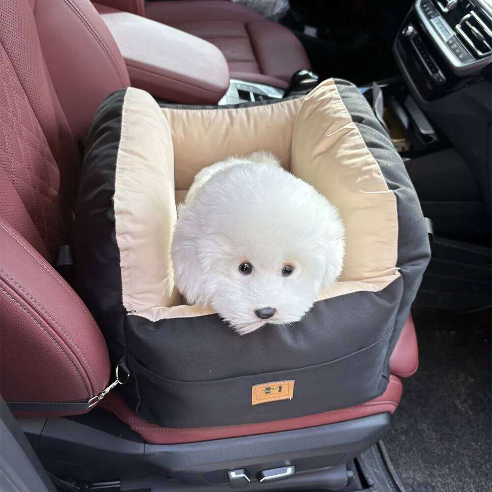 Car SUV Puppy Bed with Adjustable Fixed Strap Non-Slip Bottom Seat for Dog Cat Traveling Carry Supplies Washable 26H0130