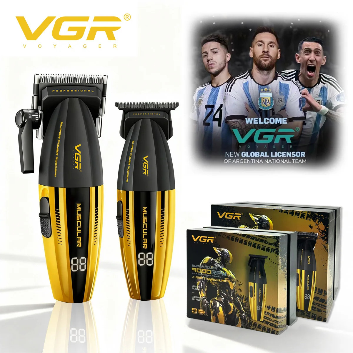 VGR Hair Clippers Professional Hair Trimmer Barber Clippers 9000 RPM Hair Cutting Machine Adjustable Trimmer for Men V-285 V-003 260129