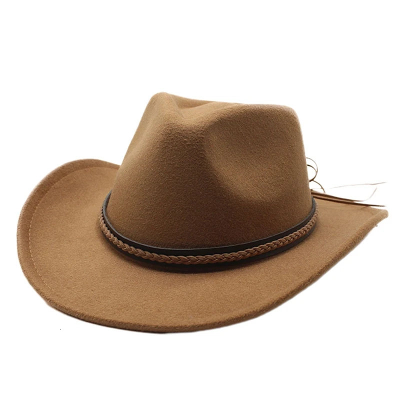 Cowgirl Hats for Women Men Retro Classic Cowgirl Hats Wide Brim Felt Hats with Decorative Band 260120