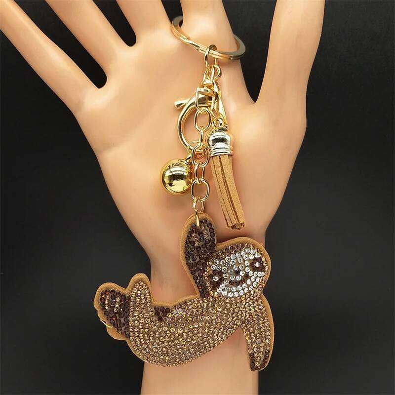 Cute Sloth Chain Gold Color Alloy Crystal Lazy Animal Key Rings Holder for Women Girls Keychain Decoration Jewelry K9809S01 Z260130