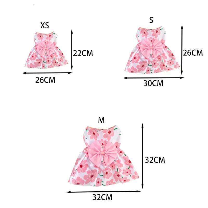 Pink Floral Dog Princess Dress Large Back Bow Soft Tulle Skirt for Small Dogs Summer Outfit Poodle Chihuahua Pet Photography H260130