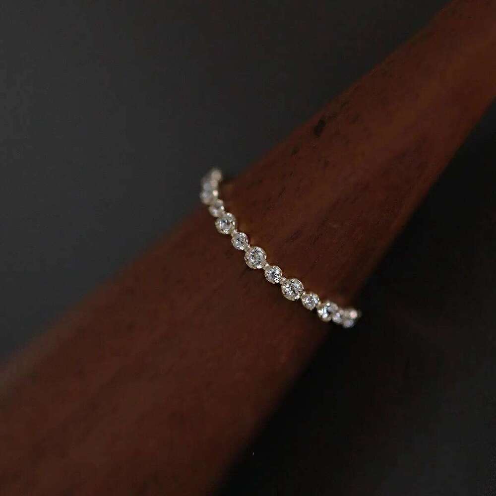 S925 sterling silver plated 14K gold beautiful row diamond temperament zircon ring exquisite, sweet and simple to layer XJ260130