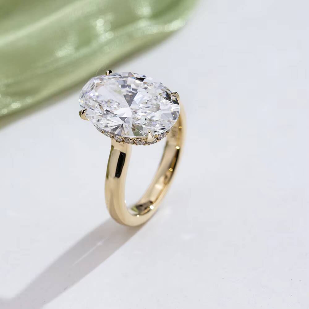 Messi Jewelry MSR-2032 18k Yellow Gold Luxury Ring Oval Cut Lab Grown Diamond Ring