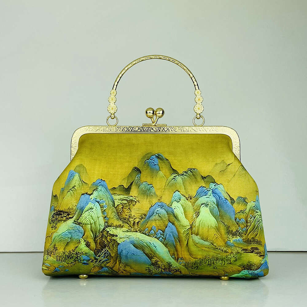 Thousands Miles Of Rivers And Mountains Only This Green Finished Hanfu Cheongsam Chinese Style Versatile Crossbody Shoulder Handbag Women's Bag M