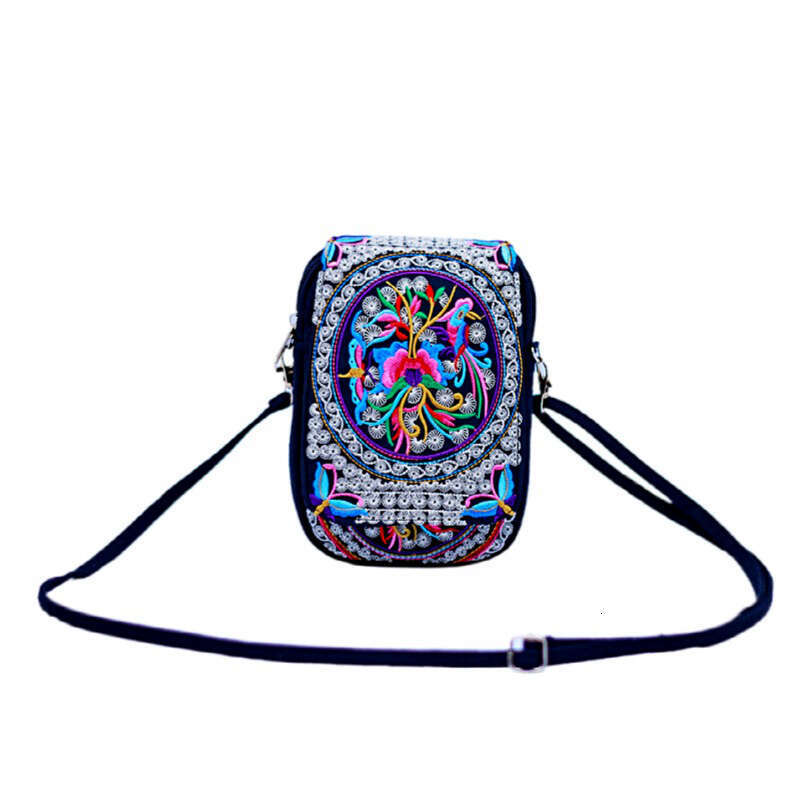 Ethnic Style Double-Layer Flip Embroidered Embroidery Mini Small Coin Purse Phone Bag