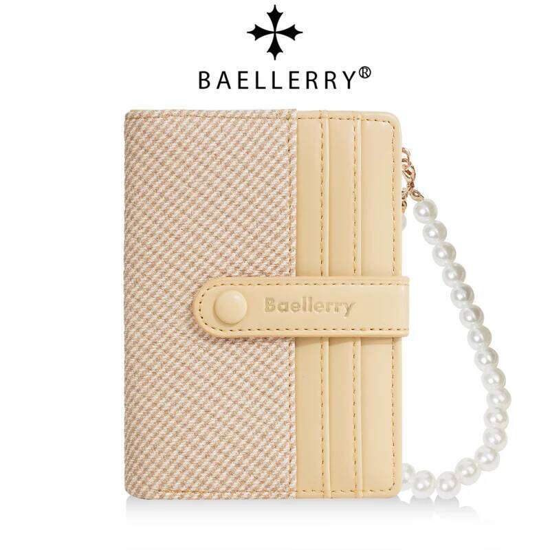 Chic Women Wallet High Class Ins Trendy Student Color Block Pearl Chain Purse Z260130