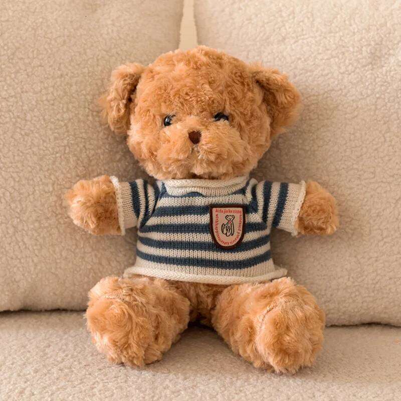 Children's Toy Teddy Festival Party Fun Sweater Birthday Gift Cartoon Plush Doll Brown Bear Y260128