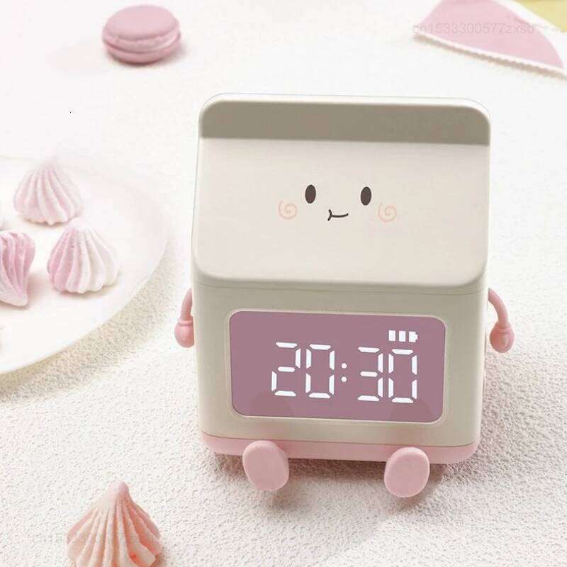 Multi-functional Milk Carton Alarm Clock, LED Digital Display Time/date, for Bedroom Cute Desktop Clock Home Decoration W260130