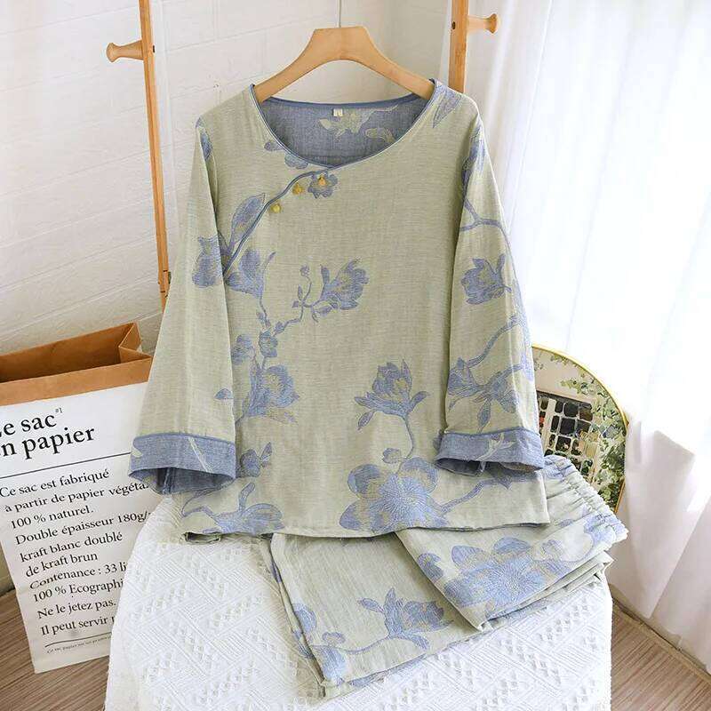 Mardi Hefxessdr Floral Printing Sleepwear Women s Pure Cotton Autumn New Nightwear Ladies Nightie Pajamas Set Female Pyjamas Long Sleeve Pijamas