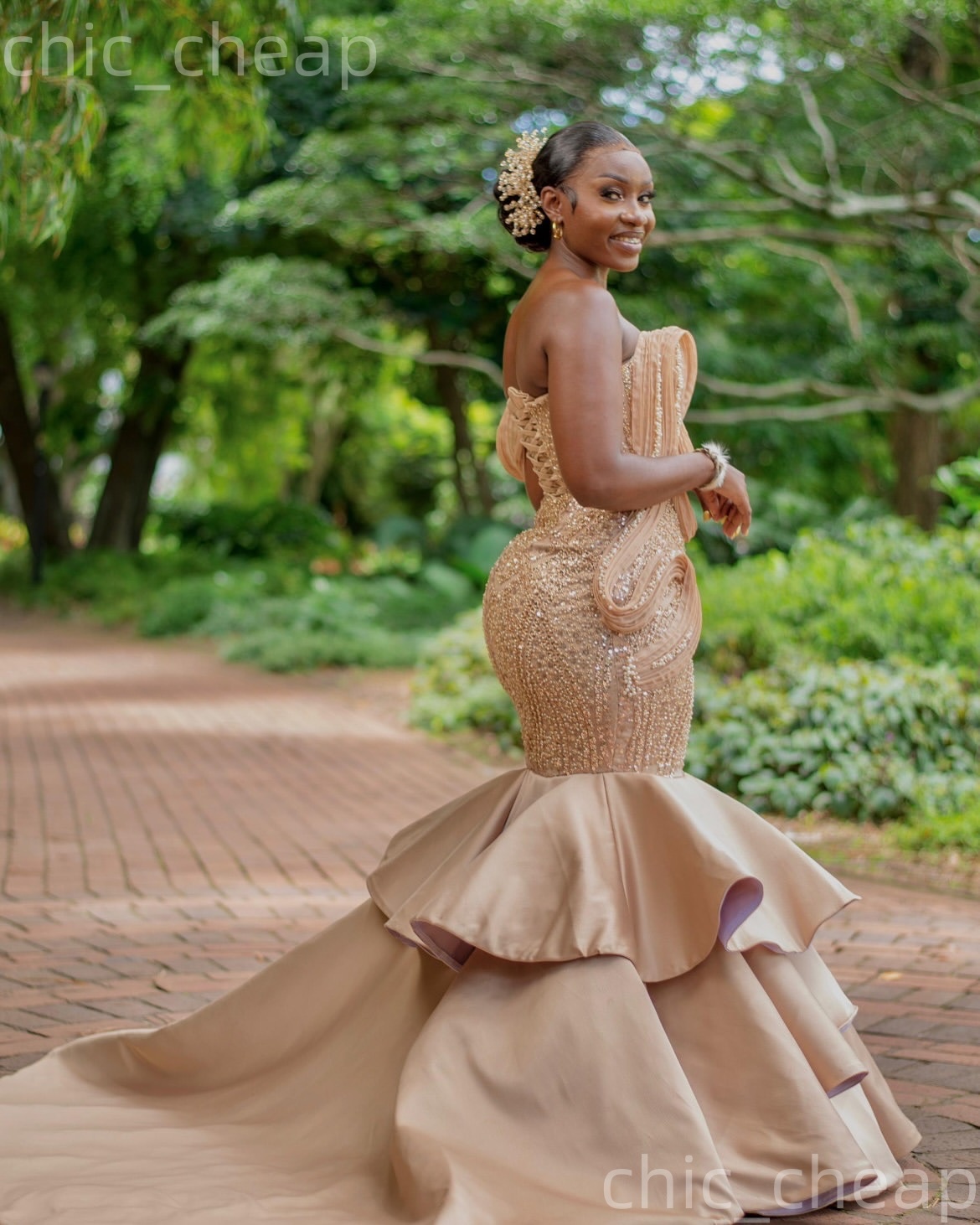 Aso Ebi Champagne Mermaid Prom Dresses 2026 Pearls Beaded Sweetheart Evening Formal Party Second Birthday Engagement Gowns Plus Size Dress For Special