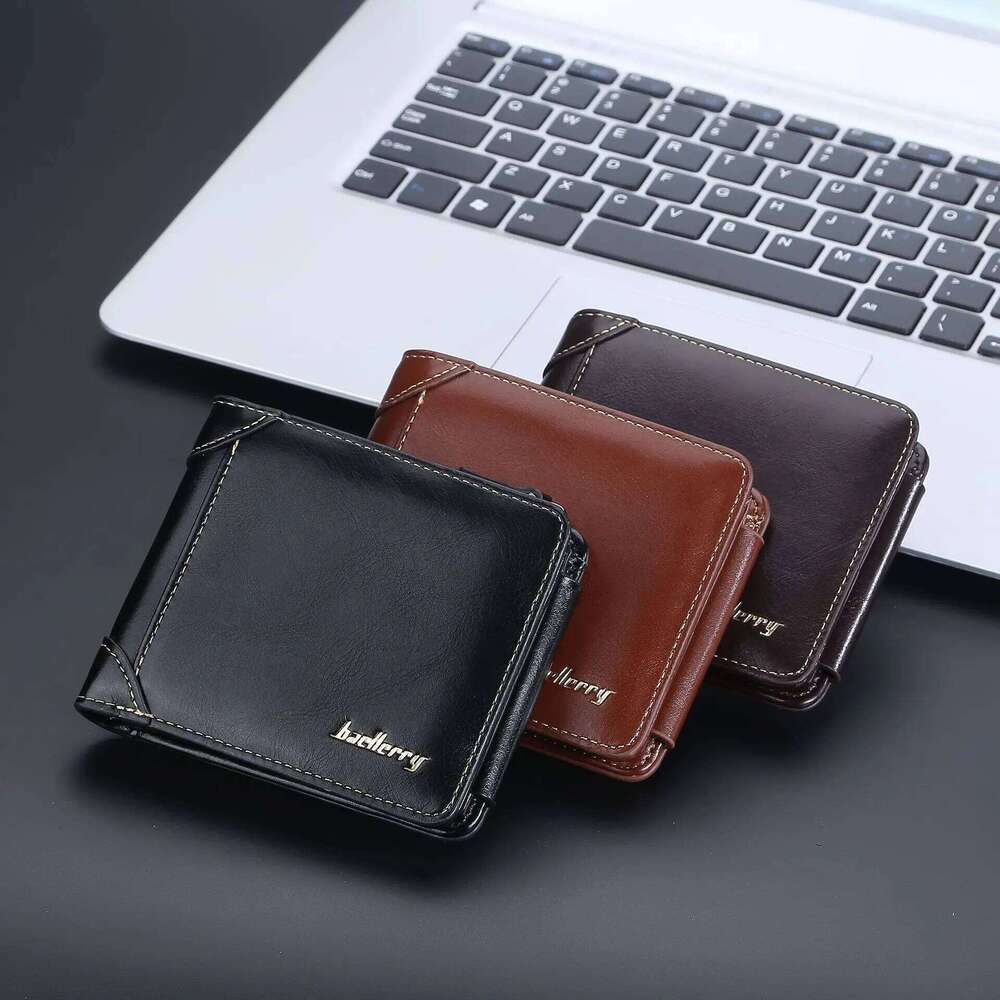 Men's Short Style Wallet European and American Multi-card Position Purse Three-fold Zipper Change Bag Fashionable Card Bags Z260130