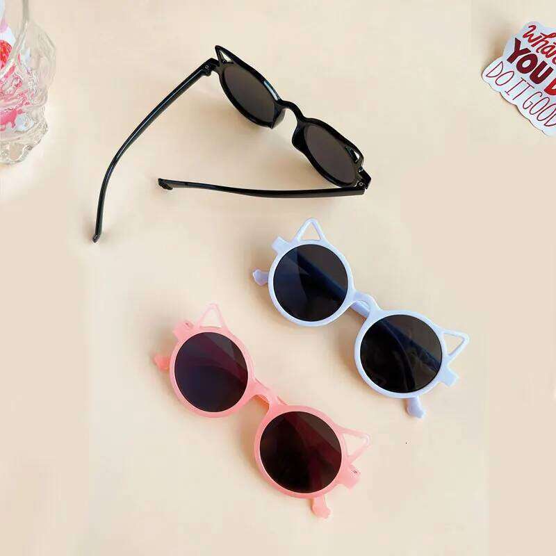 New Girls Cute Cat Ears Outdoor Sun Children Fashion Vintage Classic Sunglasses Protection Kids H260130