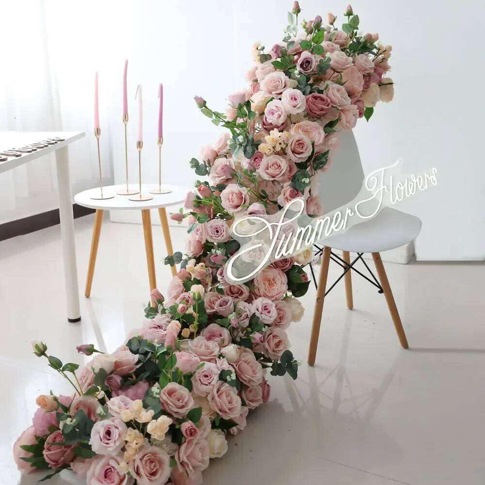 5D Luxury Artificial Flowers Wedding Decoration Table Long Runner Flower Row Floral Backdrop Arrangement Wall Arch Decor props Y260130