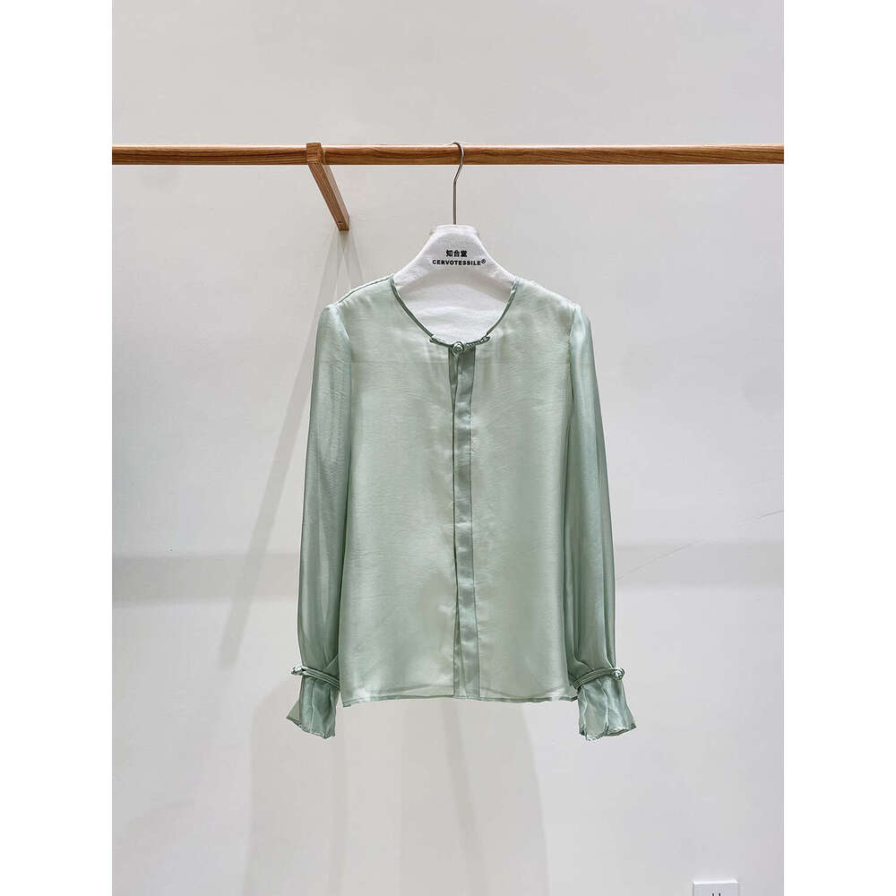 Zhihetang Light Chinese Style Women's Fashion New Early Autumn Round Neck Versatile Base Shirt D002 LEEGO LENS