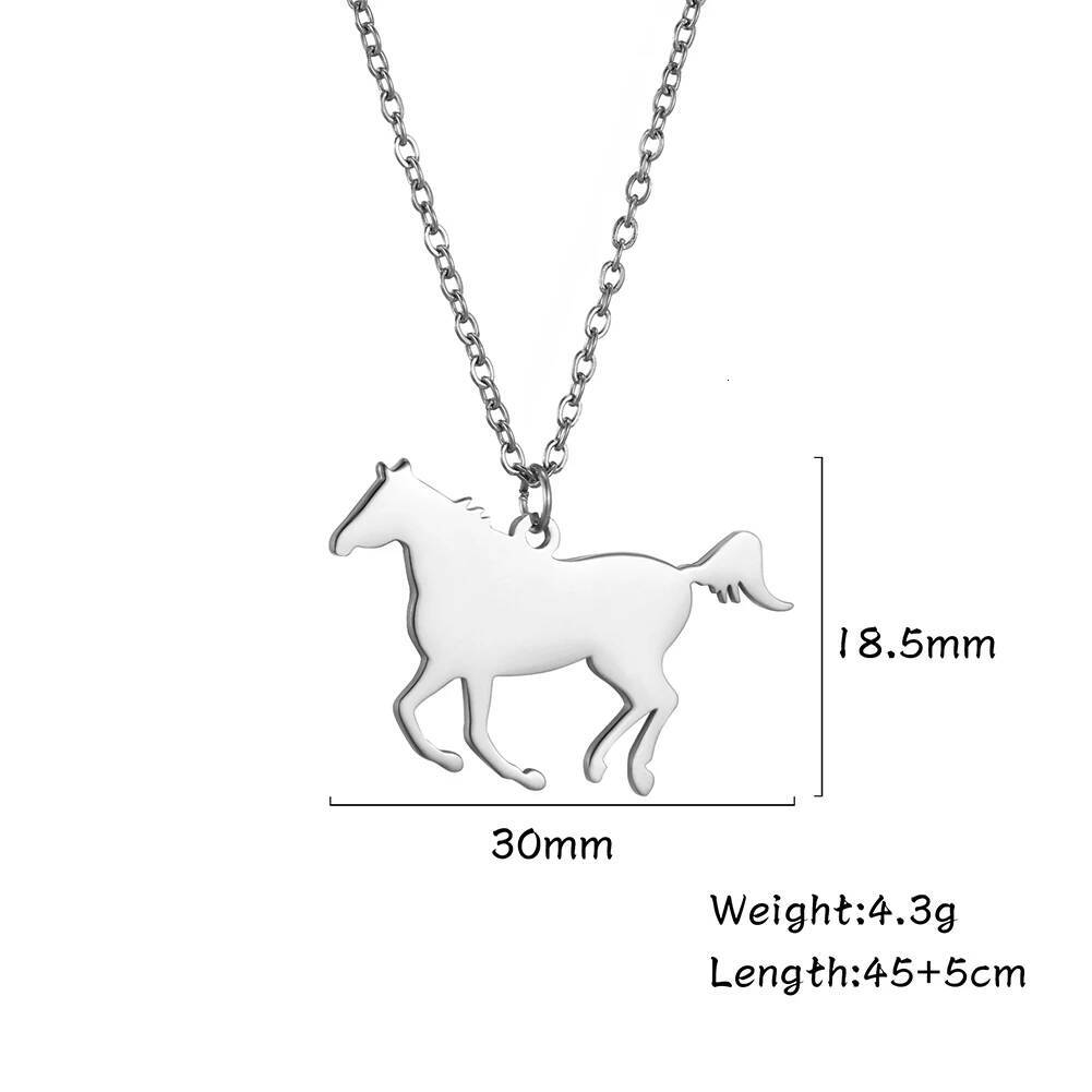 Cazador Stainless Steel Fashion Cute Animal Horse Pendant Necklace For Women Girls Gold Color Chain Necklaces Birthday Gifts