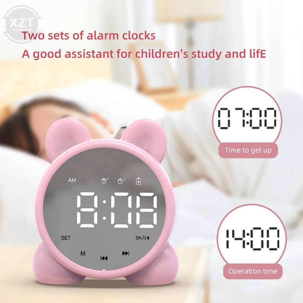 Wireless Bluetooth Small Household Desktop Alarm Clock Subwoofer Music Player TF Card Mini Speaker Box Children's W260130