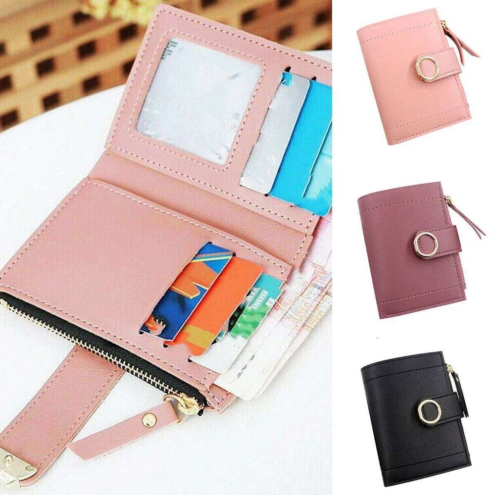 Women'S Short PU Leather Wallet Folding Card Holder Coin Purse Shopping, Traveling, Vacationing Z260130