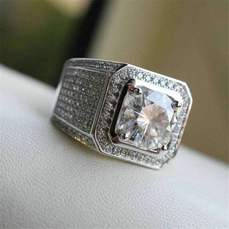 Milangirl Big Hip Hop Rhinestone Men Out Bling Square Ring Pave Setting CZ Wedding Engagement Rings Top Quality XJ260130