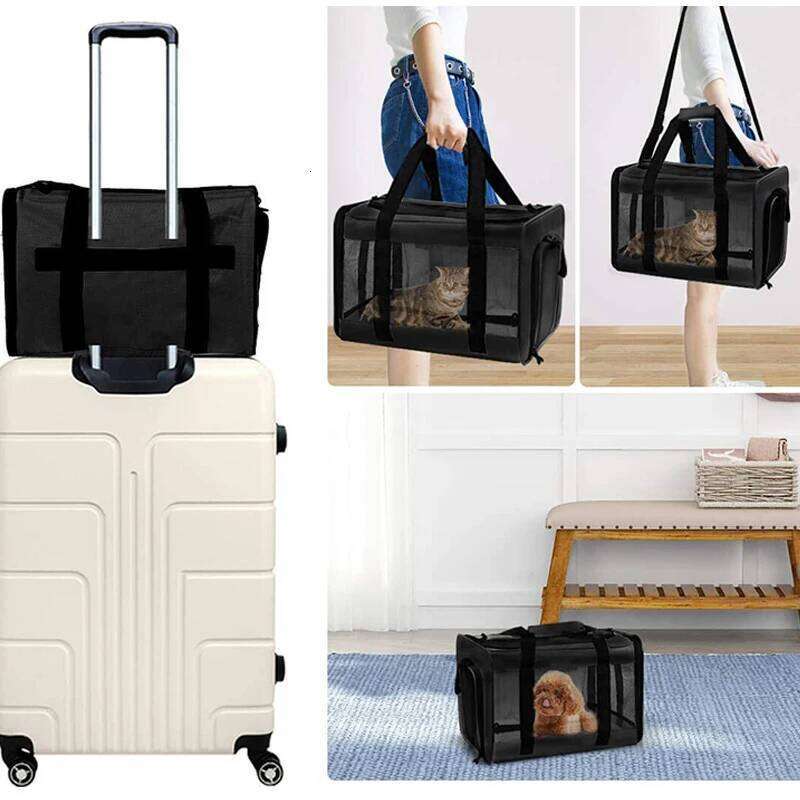 Soft Sided Airline Approved Pet Travel Bag Foldable Cat Cage Suitable for Medium Small Cats and Dog 26H0130