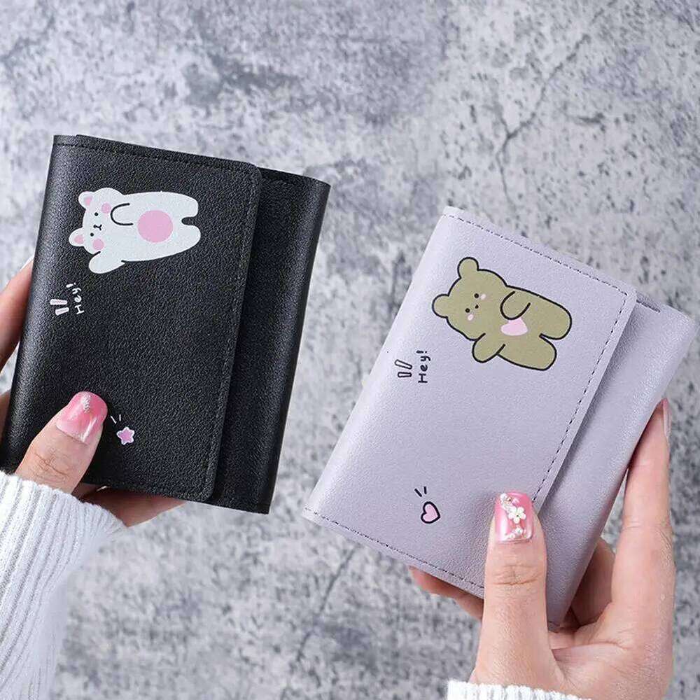 Cute Bow Wallet Women Sweet Pink Color Style Floral Purse Holder For Girl Portable Travel Cash Coin Photo Card Bag Z260130