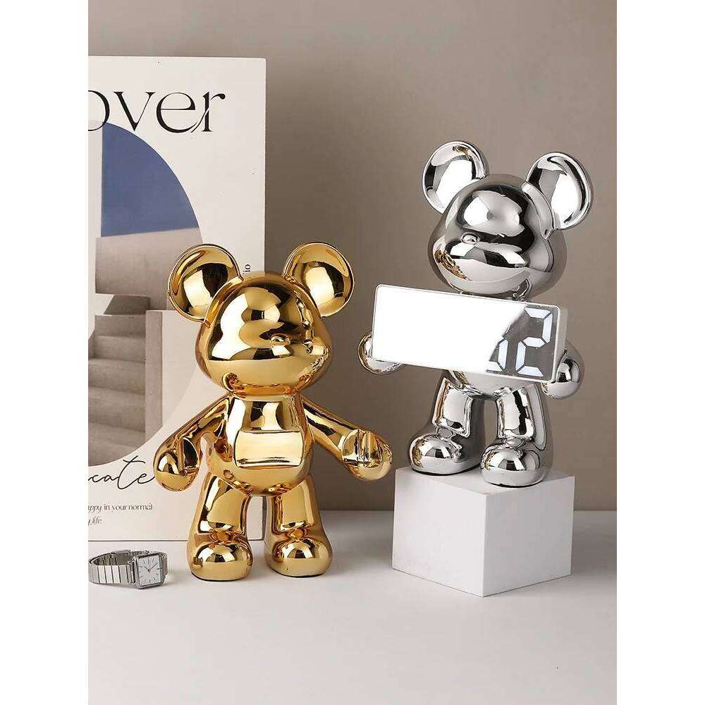 Nordic Room Decor electroplating bear ornaments creative cartoon doll figurine modern living room Porch cabinet desk decoration W260130