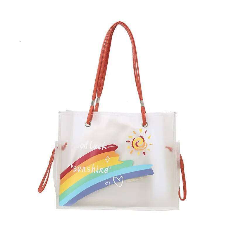 Large Capacity Fashionable PVC Transparent Jelly Sweet Girl Trendy Versatile Tote Bag for Women Z260130