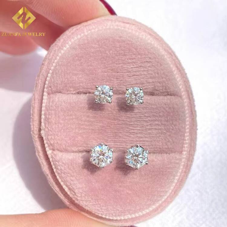 Dropshipping Factory Outlet 14K Solid Gold Lab Diamond CVD/HPHT Stud Screw Back Earrings Fine Jewelry Ready to Ship