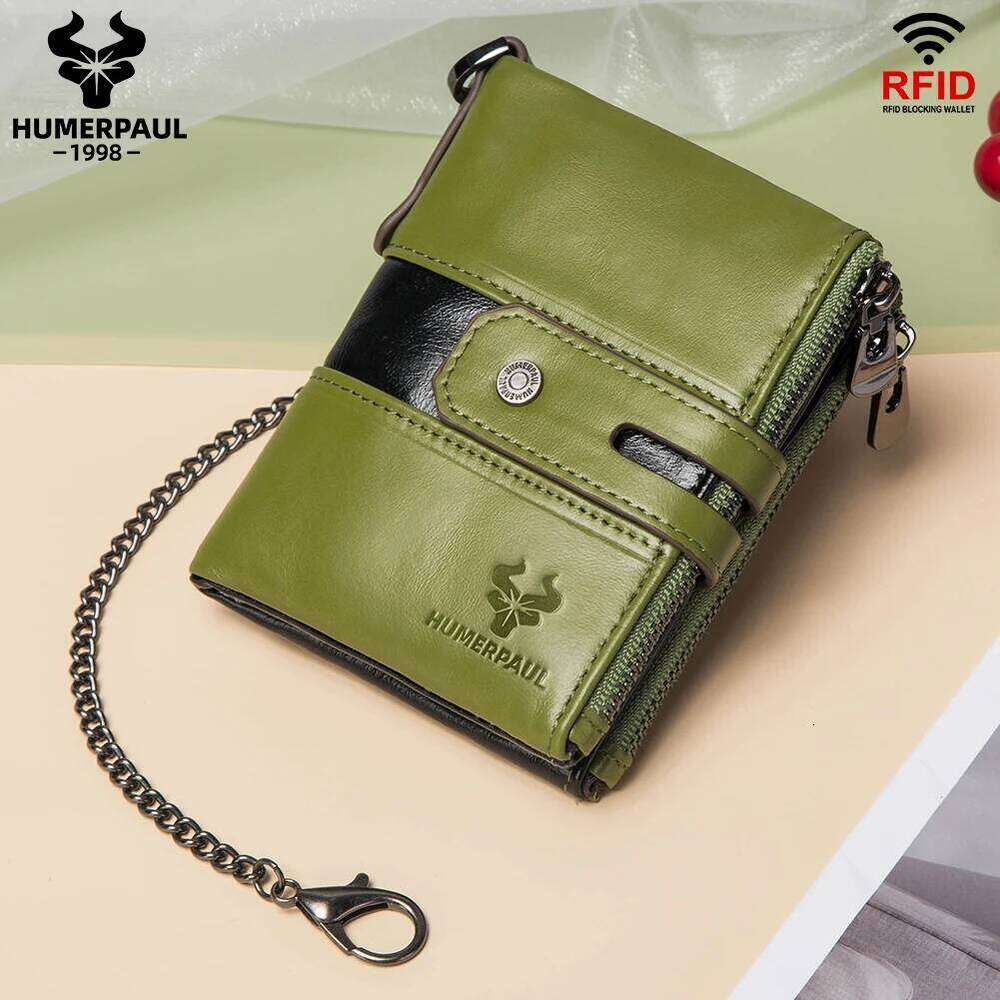 HUMERPAUL Top Layer Leather Women Wallets RFID Blocking Holder Fashion Ladies Versatile Coin Purse Money Clip Z260130