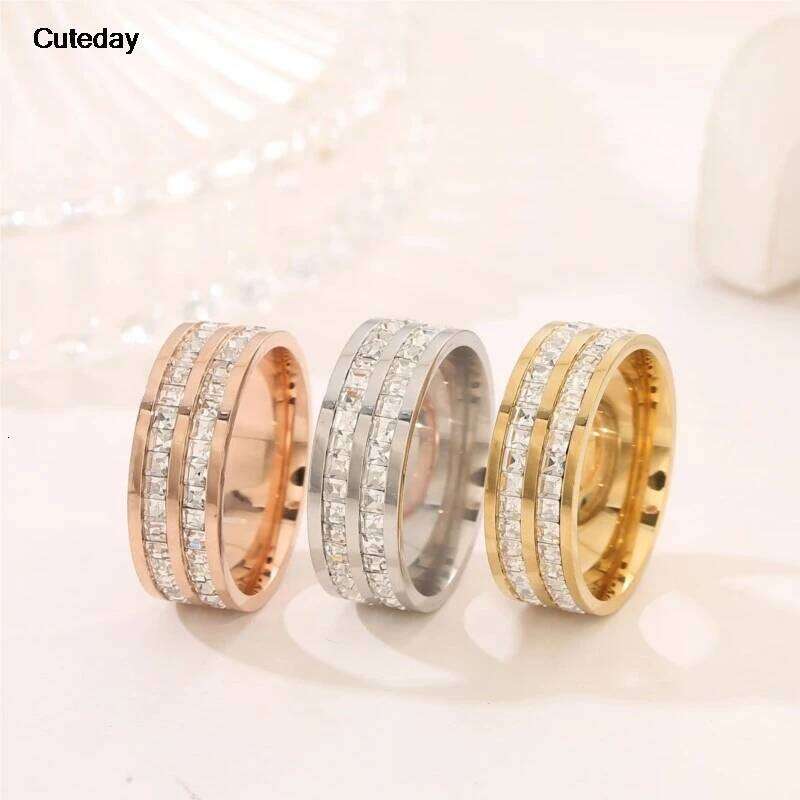 Shine Silver and Gold Color Round Inlaid White Zircon Ring for Women Men Engagement Wedding Jewelry Gift XJ260130